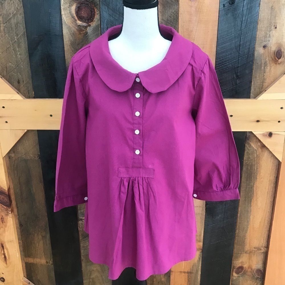 MISSLOOK button front round collar blouse,size L